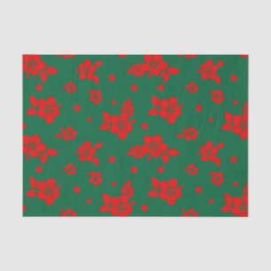 Papier Mousseline Aloha Hawaii Rouge sur le Motif de Noël vert