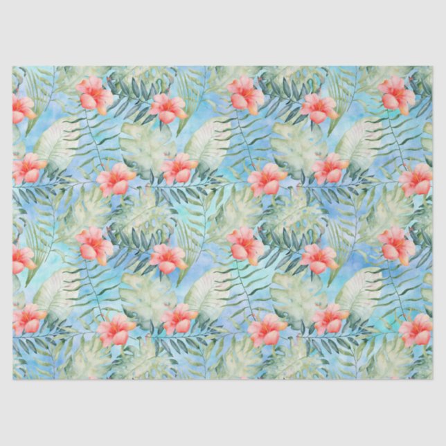Papier Mousseline Aloha ketmie tropicale florale (Recto)