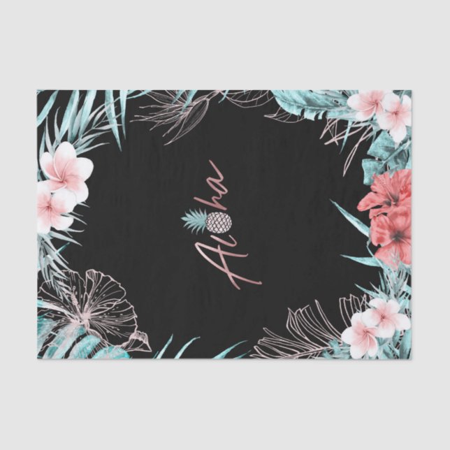 Papier Mousseline Aloha Luau Botanique Aloha rose Gold Tropical (Recto)