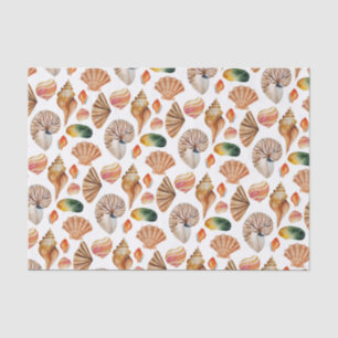 Papier Mousseline Aloha ! Motif des coquilles marines tropicales