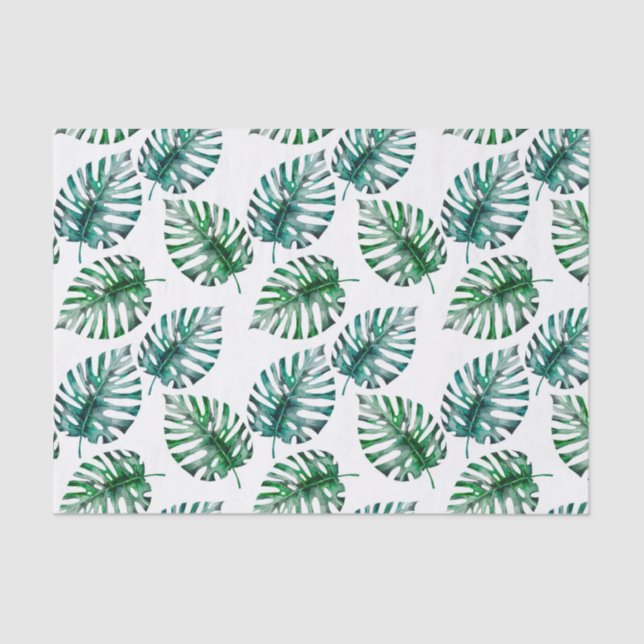 Papier Mousseline Aloha motif tropical de feuille de Monstera (Recto)