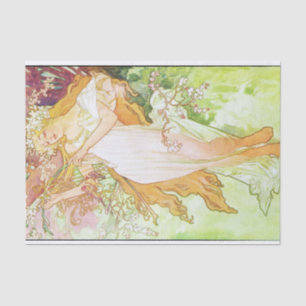 Papier Mousseline Alpha Mucha Spring Floral Vintage Art nouveau