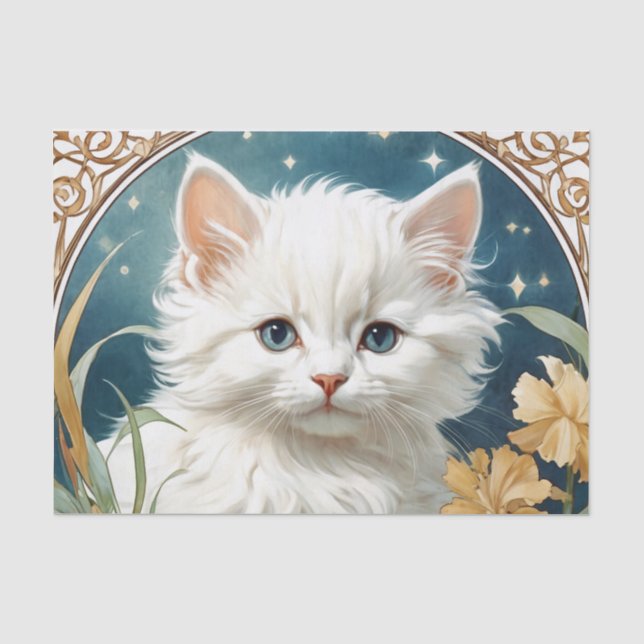 Papier Mousseline Alphonse Mucha Art Nouveau Kitten (Recto)