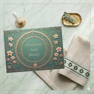 Papier Mousseline Alphonse Mucha Fleurs Opulence Vert Sauge Mariage
