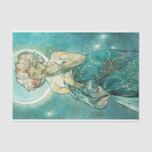 Papier Mousseline Alphonse Mucha Lune Clair De Lune Art Nouveau (Recto)