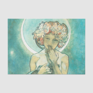 Papier Mousseline Alphonse Mucha Lune Clair De Lune Art Nouveau