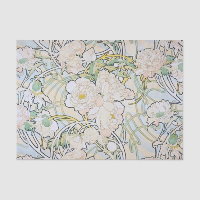 Papier Mousseline Alphonse Mucha Peonies (Recto)