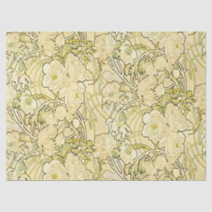 Papier Mousseline Alphonse Mucha Pivoines Motif Floral Art Nouveau