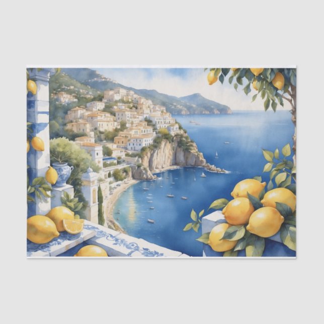 Papier Mousseline Amalfi Coast Lemons Vue Méditerranée (Recto)