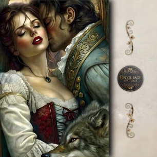 Papier Mousseline Amants Romantiques Loup Gardien Découpage