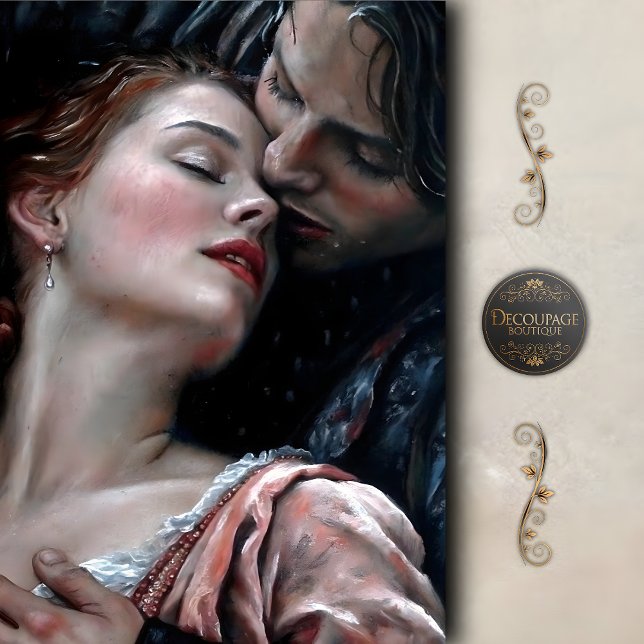 Papier Mousseline Amants Romantiques Robe Rouge Découpage (Romantic Lovers Red Gown Decoupage Tissue Paper)