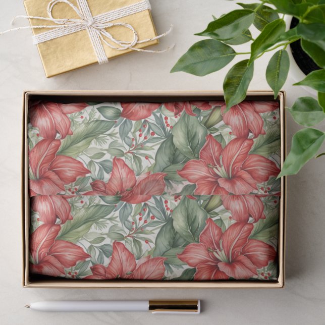 Papier Mousseline Amaryllis géant rouge de vacances (Cadeau)
