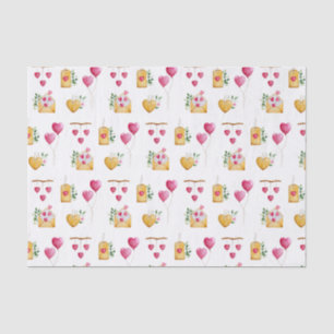 Papier Mousseline Ambiance romantique Coeurs illustrations Motif