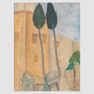 Papier Mousseline Amedeo Modigliani - Cyprès et maisons à Cagnes