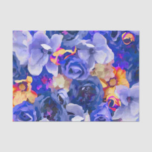 Papier Mousseline Amende d'aquarelle d'or d'indigo florale