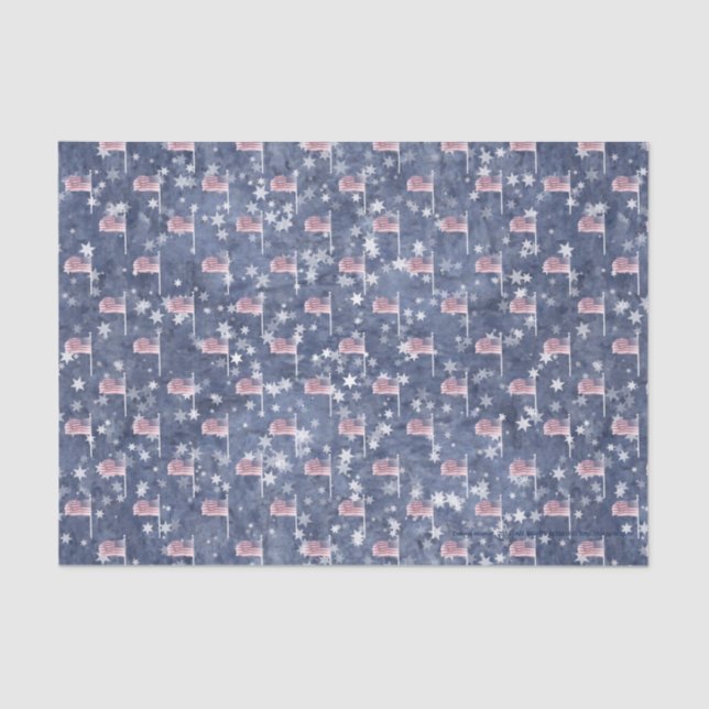 Papier Mousseline American Flag Aglow, papier de tissu épangé étoile (Recto)