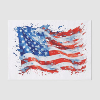 Papier Mousseline American Flag USA Watercolor 4 juillet