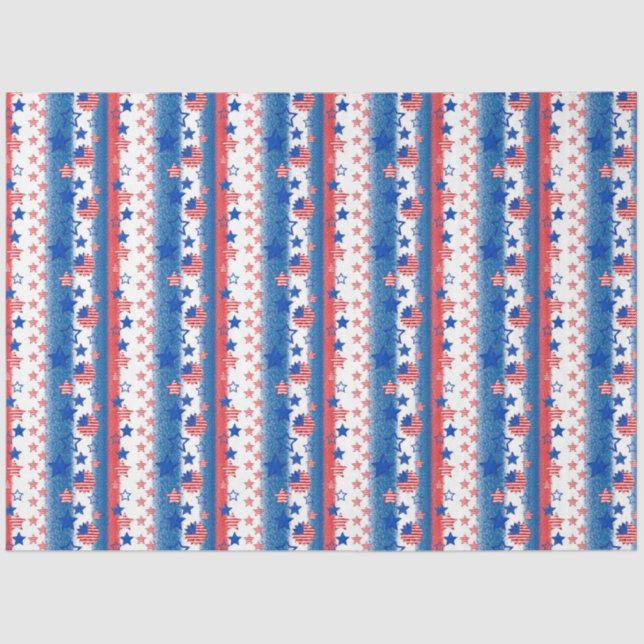 Papier Mousseline Amérique Red White et Blue Series Design 25 (Recto)