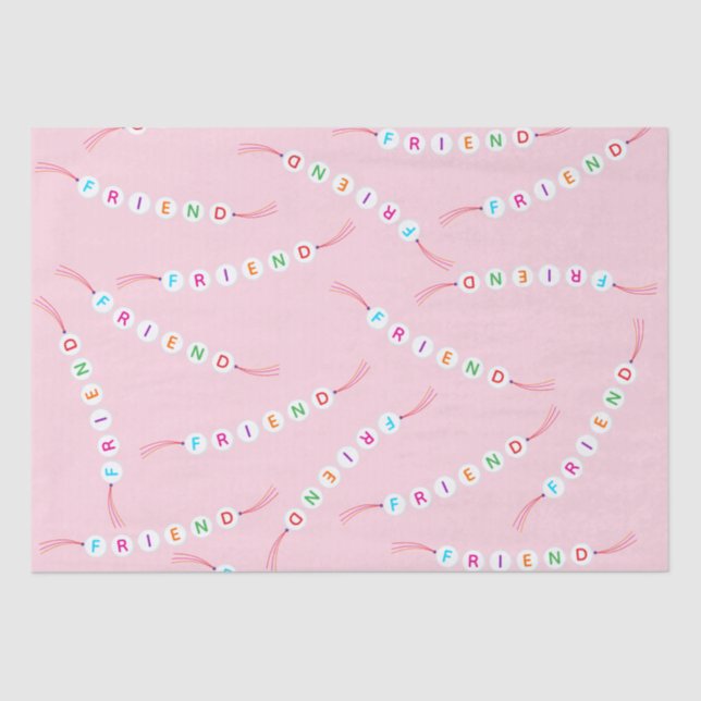 Papier Mousseline Ami mignon bracelet d'amitié motif rose clair (Recto)