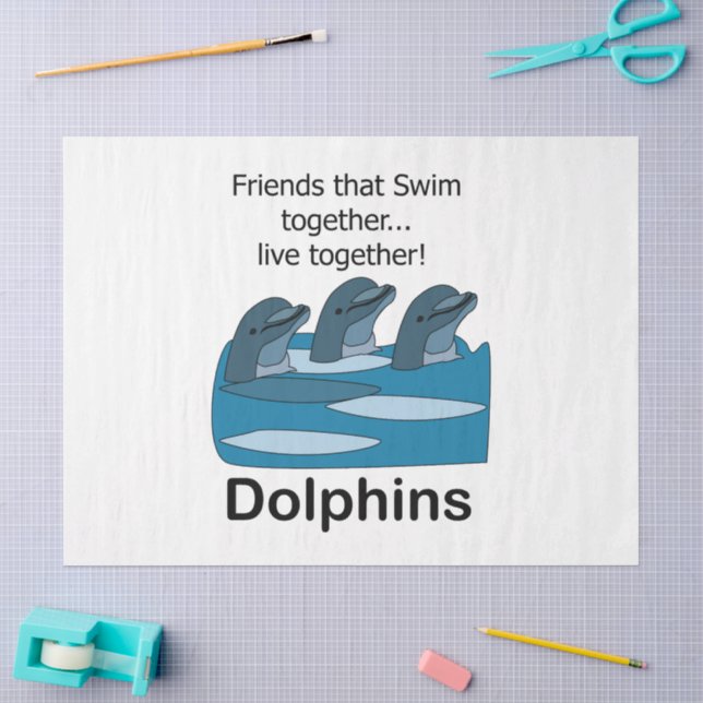 Papier Mousseline Amitié des dauphins  (Artisanat)