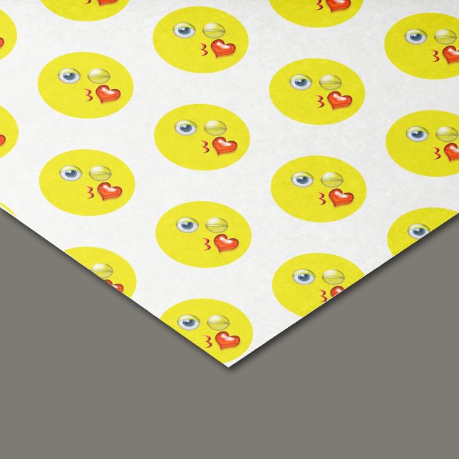 Papier Mousseline Amour Blow Kiss Coeur Jaune Emoji Motif (Créateur téléchargé)