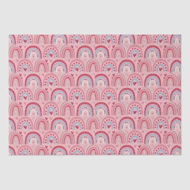 Papier Mousseline Amour Coeur Valentines Jour Arc-en-ciel (Recto)
