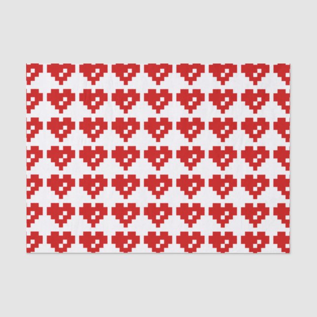 Papier Mousseline Amour de bit du coeur 8 de pixel (Recto)