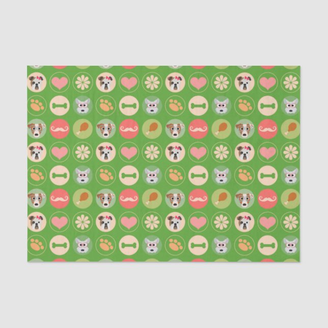 Papier Mousseline Amour de chien sur le vert (Recto)
