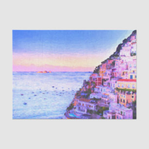 Papier Mousseline Amour De Positano Italie Coucher De Soleil
