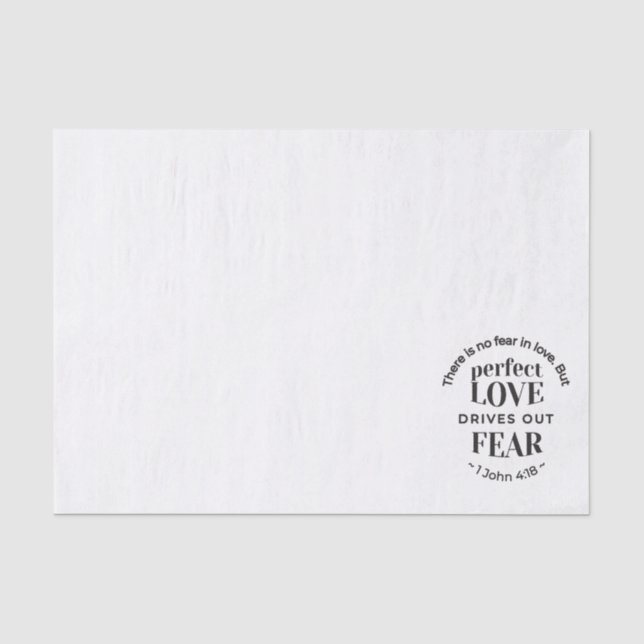 Papier Mousseline Amour Éternel - 1 Jean 4:18 Citation Écriture Art (Recto)
