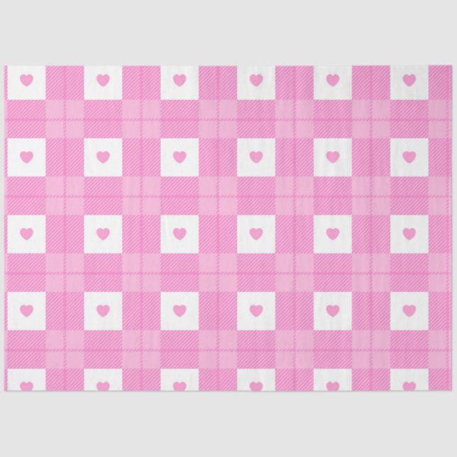 Papier Mousseline Amour moderne Plaid Pink Heart Collection (Recto)
