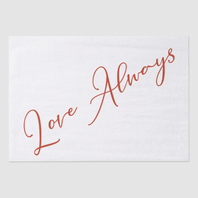 Papier Mousseline Amour Toujours Rouge et Blanc Word Art (Recto)