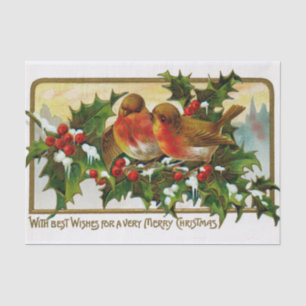 Papier Mousseline Amoureux de Noël parmi les baies et le lierre
