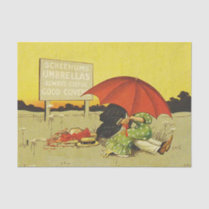 Papier Mousseline Amoureux parasol vintage plage