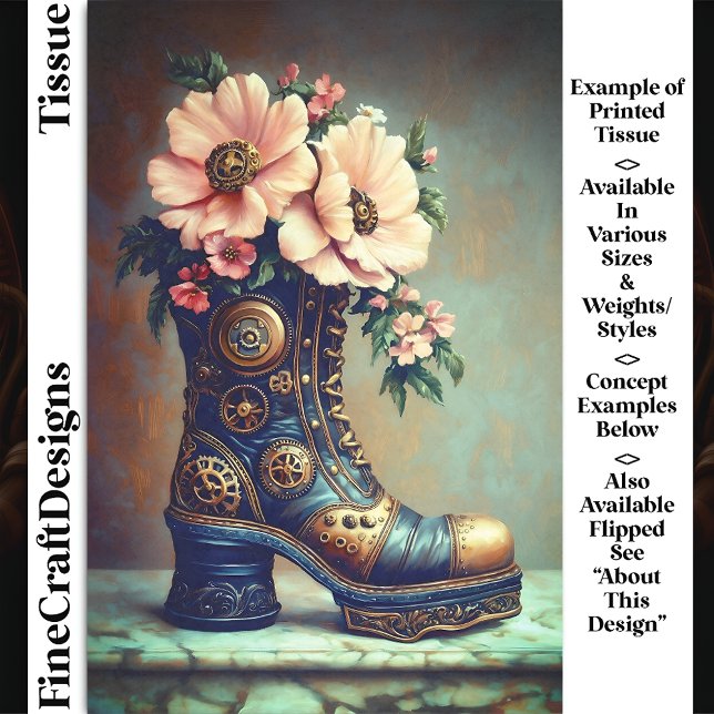 Papier Mousseline Amusant Steampunk Extreme Boot, Floral DG2RF Decou (Créateur téléchargé)
