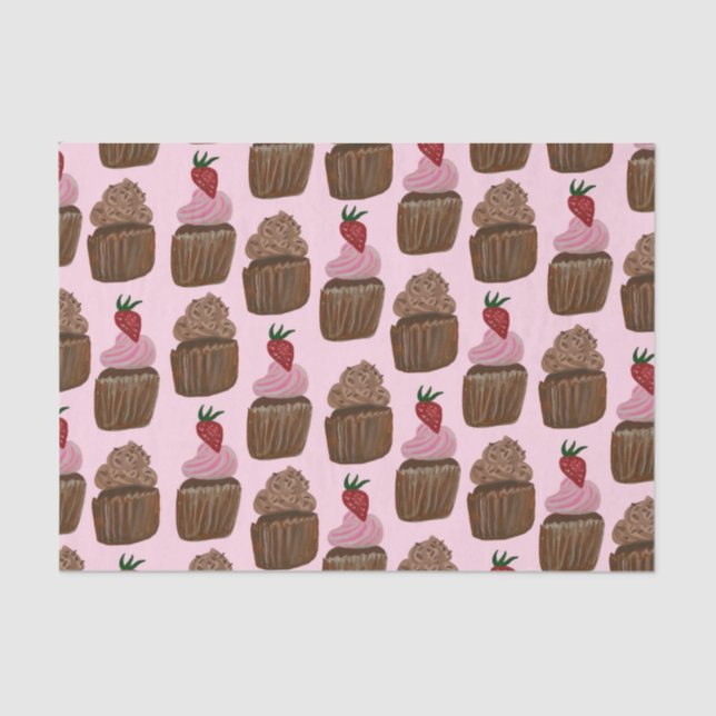 Papier Mousseline Amusants Aquarelle Chocolat Cupcakes Cadeau (Recto)