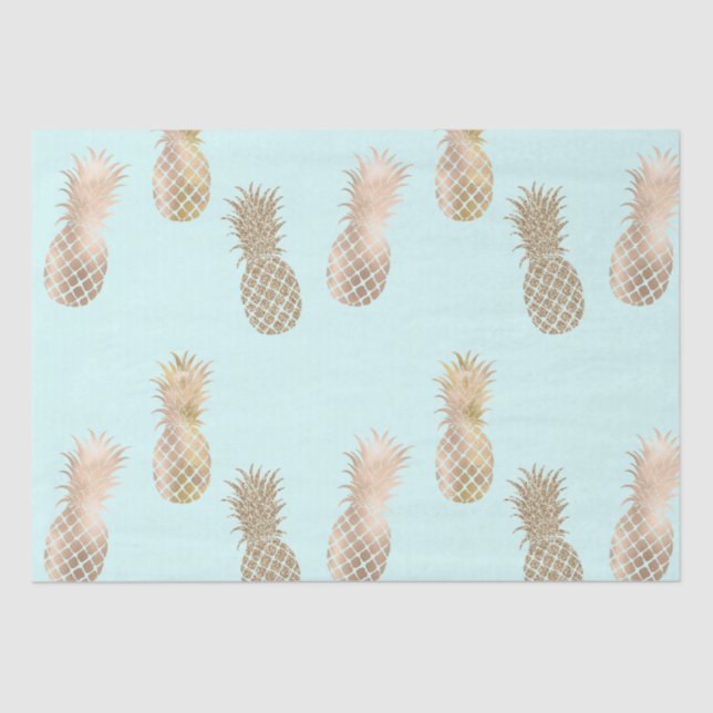 Papier Mousseline Ananas Chic Mint Gold Glam (Recto)