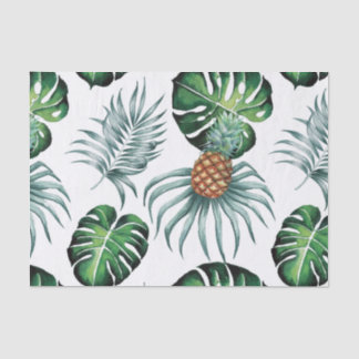 Papier Mousseline Ananas d'aquarelle avec le motif vert de feuille