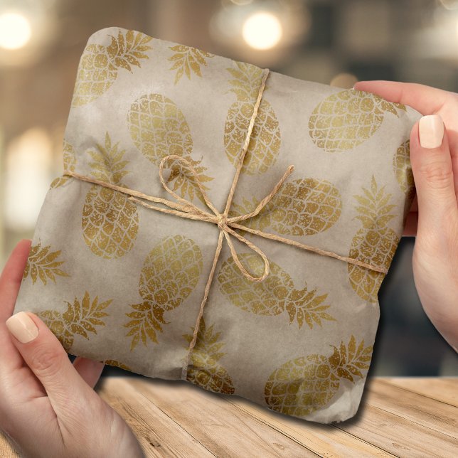 Papier Mousseline Ananas d'or Tropical (Créateur téléchargé)