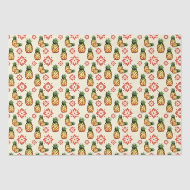 Papier Mousseline Ananas et Red Floral Print (Recto)