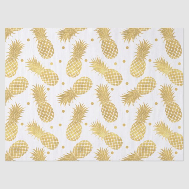 Papier Mousseline Ananas Glitzy en or (Recto)