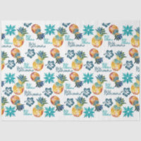 Ananas hawaïen et papier de tissus Hibiscus