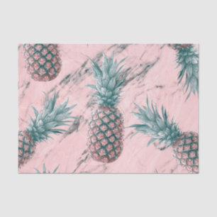 Papier Mousseline Ananas & Marbre Rose Tourbillon Moderne Chic Tropi