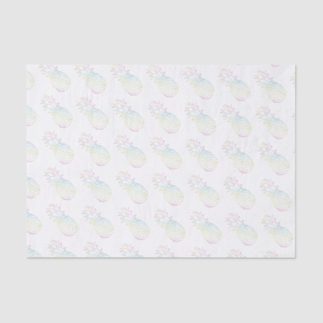Papier Mousseline Ananas Tropical Fille Rainbow Pastel Ombre (Recto)