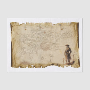 Papier Mousseline Ancienne carte Pirate des Caraïbes Sur la déroupag