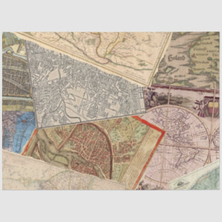 Papier Mousseline Anciennes cartes de voyage Collage Vintage