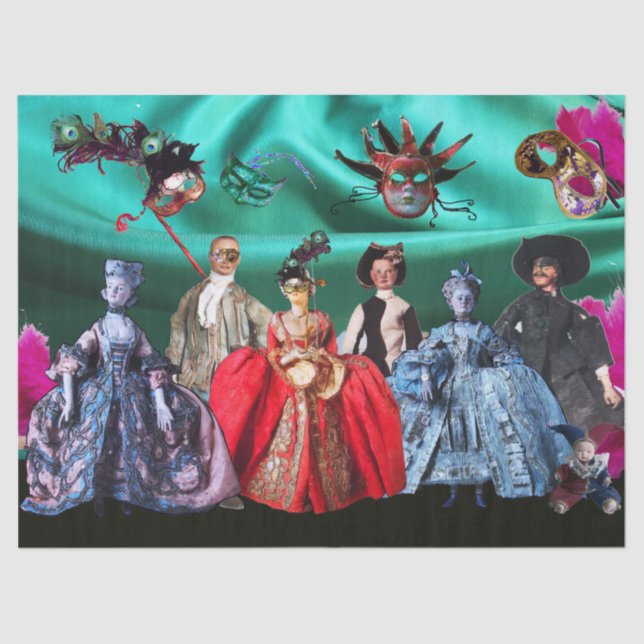 PAPIER MOUSSELINE ANCIENS PETITS ITALIENS, MASQUÉRADE DE FÊTE (Recto)