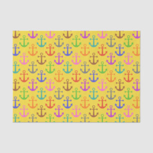 Papier Mousseline Ancre colorée Motif rétro Nautique