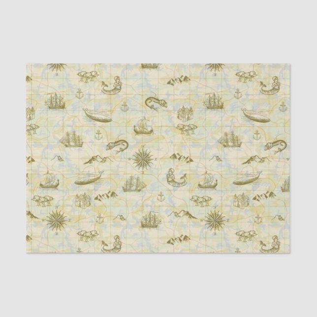 Papier Mousseline Ancres antiques nautiques de bateaux de monstres (Recto)