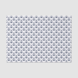 Papier Mousseline Ancres nautiques Marine Blue White Sailing